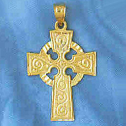 14K GOLD RELIGIOUS CHARM - CELTIC CROSS #8881