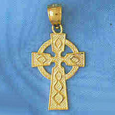 14K GOLD RELIGIOUS CHARM - CELTIC CROSS #8882