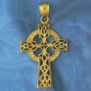 14K GOLD RELIGIOUS CHARM - CELTIC CROSS #8884