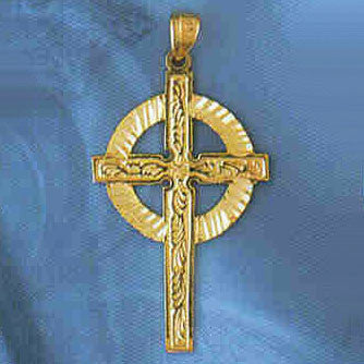 14K GOLD RELIGIOUS CHARM - CELTIC CROSS #8885