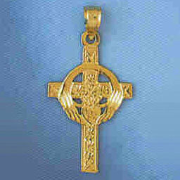 14K GOLD RELIGIOUS CHARM - CELTIC CROSS #8886