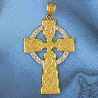 14K GOLD RELIGIOUS CHARM - CELTIC CROSS #8887