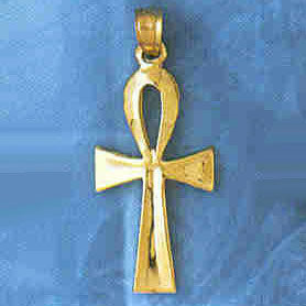 14K GOLD RELIGIOUS CHARM - EGYPTIAN CROSS #8889