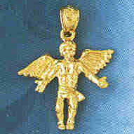 14K GOLD RELIGIOUS CHARM - ANGEL #8923