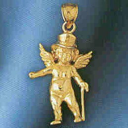 14K GOLD RELIGIOUS CHARM - ANGEL #8927