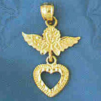 14K GOLD RELIGIOUS CHARM - ANGEL #8928