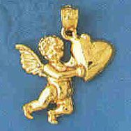 14K GOLD RELIGIOUS CHARM - ANGEL #8929