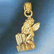 14K GOLD RELIGIOUS CHARM - ANGEL #8935