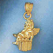 14K GOLD RELIGIOUS CHARM - ANGEL #8936