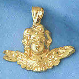 14K GOLD RELIGIOUS CHARM - ANGEL #8945