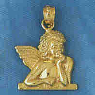 14K GOLD RELIGIOUS CHARM - ANGEL #8949