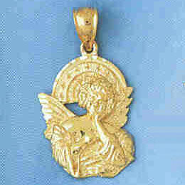 14K GOLD RELIGIOUS CHARM - ANGEL #8952