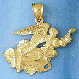 14K GOLD RELIGIOUS CHARM - ANGEL #8953