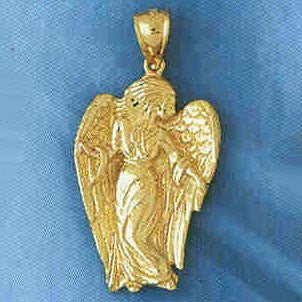 14K GOLD RELIGIOUS CHARM - ANGEL #8955