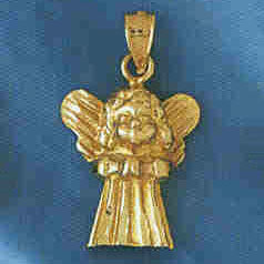 14K GOLD RELIGIOUS CHARM - ANGEL #8957