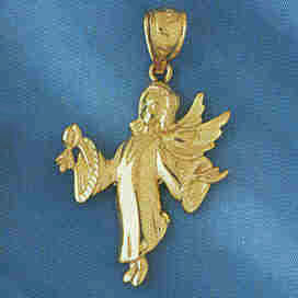 14K GOLD RELIGIOUS CHARM - ANGEL #8958