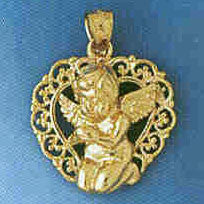 14K GOLD RELIGIOUS CHARM - ANGEL #8962