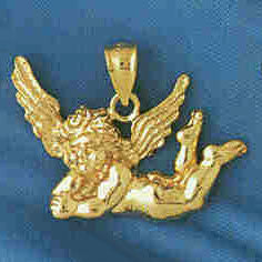 14K GOLD RELIGIOUS CHARM - ANGEL #8976