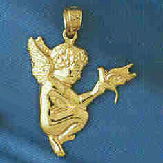 14K GOLD RELIGIOUS CHARM - ANGEL #8977