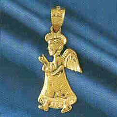 14K GOLD RELIGIOUS CHARM - ANGEL #8988