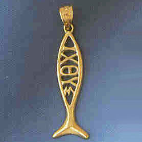 14K GOLD RELIGIOUS CHARM - CHRISTIAN FISH #8994