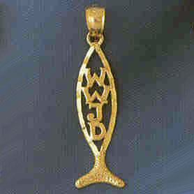 14K GOLD RELIGIOUS CHARM - CHRISTIAN FISH #8998
