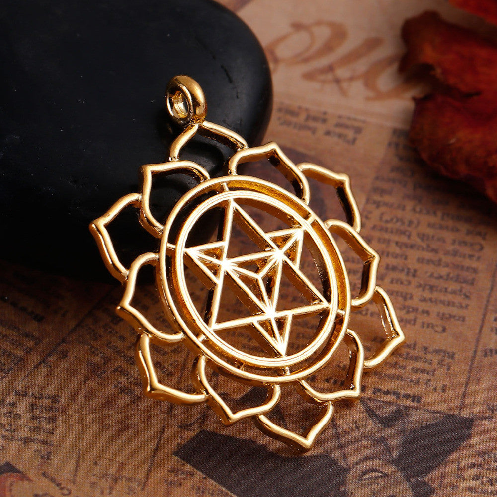 Zinc Based Alloy Merkaba Meditation Pendants Round gold-color Hollow 40mm(1 5/8