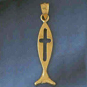 14K GOLD RELIGIOUS CHARM - CHRISTIAN FISH #9000