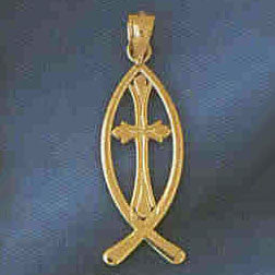 14K GOLD RELIGIOUS CHARM - CHRISTIAN FISH #9001