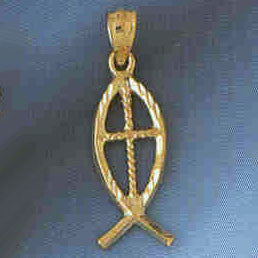 14K GOLD RELIGIOUS CHARM - CHRISTIAN FISH #9003