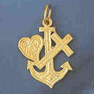 14K GOLD RELIGIOUS CHARM - FAITH HOPE CHARITY #9006