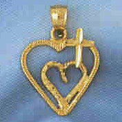 14K GOLD RELIGIOUS CHARM - HEART #9010