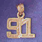 14K GOLD NUMERAL CHARM - 91 #9511