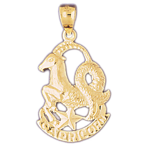 14K GOLD ZODIAC CHARM - CAPRICORN, Pendant, 14Kt Gold charms, 14k gold Pendants,14k gold necklaces,14k Gold Bracelets,14k Gold Earrings,14k Gold Rings