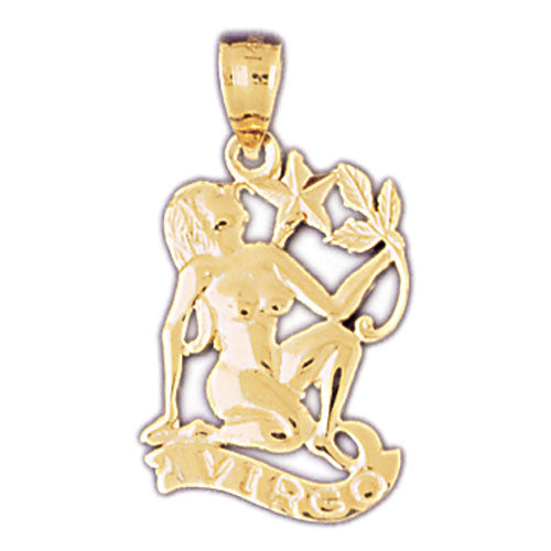 14K GOLD ZODIAC CHARM - VIRGO, Pendant, 14Kt Gold charms, 14k gold Pendants,14k gold necklaces,14k Gold Bracelets,14k Gold Earrings,14k Gold Rings