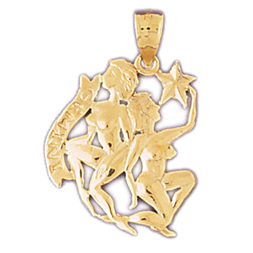 14K GOLD ZODIAC CHARM - GEMINI, pendant, 14Kt Gold charms, 14k gold Pendants,14k gold necklaces,14k Gold Bracelets,14k Gold Earrings,14k Gold Rings