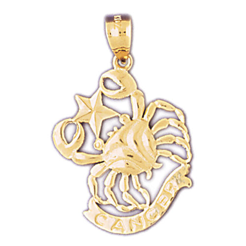 14K GOLD ZODIAC CHARM - CANCER, 14Kt Gold charms, 14k gold Pendants,14k gold necklaces,14k Gold Bracelets,14k Gold Earrings,14k Gold Rings, pendant