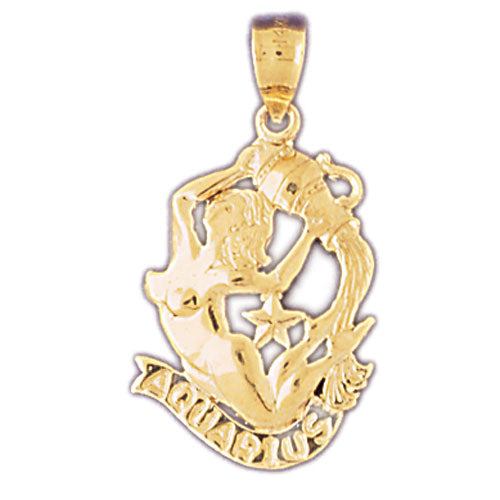 14K GOLD ZODIAC CHARM - AQUARIUS, 14Kt Gold charms, 14k gold Pendants,14k gold necklaces,14k Gold Bracelets,14k Gold Earrings,14k Gold Rings, pendant