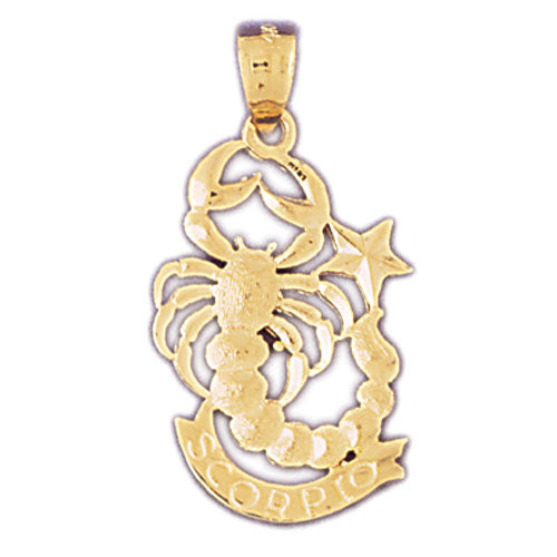 14K GOLD ZODIAC CHARM - SCORPIO, 14Kt Gold charms, 14k gold Pendants,14k gold necklaces,14k Gold Bracelets,14k Gold Earrings,14k Gold Rings.