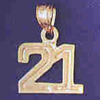 14K GOLD NUMERAL CHARM - 21 #9511