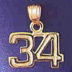 14K GOLD NUMERAL CHARM - 34 #9511