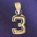 14K GOLD NUMERAL CHARM - 3 #9511