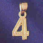 14K GOLD NUMERAL CHARM - 4 #9511