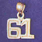 14K GOLD NUMERAL CHARM - 61 #9511