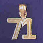 14K GOLD NUMERAL CHARM - 71 #9511
