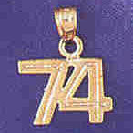 14K GOLD NUMERAL CHARM - 74 #9511