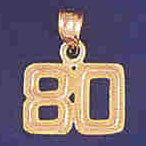 14K GOLD NUMERAL CHARM - 80 #9511