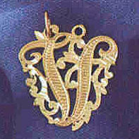 14K GOLD INITIAL CHARM - V #9557