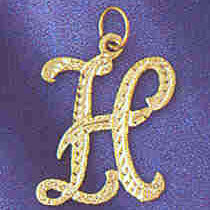 14K GOLD INITIAL CHARM - H #9559