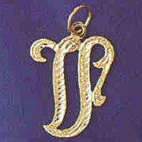 14K GOLD INITIAL CHARM - V #9559